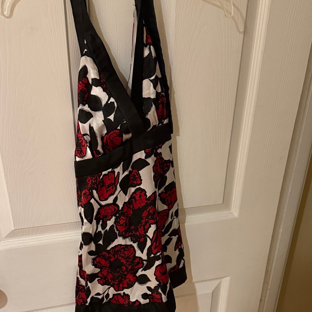 Candie's Red and Black Floral Halter Top